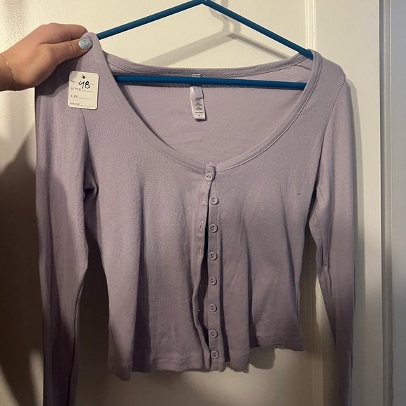 SKIMS pointelle button up sweater top - Picture 1 of 4